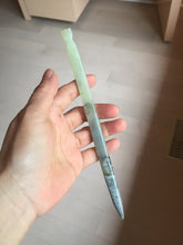 Load image into Gallery viewer, 19.5cm 100% Natural light green black Xiu Jade Serpentine hairpin AW13
