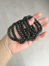 Load image into Gallery viewer, 5.5-6mm 100% natural type A dark green/black jadeite jade beads bracelet group BL132
