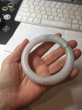 Load image into Gallery viewer, 59.2mm Certified 100% Natural type A light green/purple carved and golden-painted chubby round cut Jadeite Jade bangle PA174-(8571)
