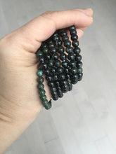 Load image into Gallery viewer, 5.5-6mm 100% natural type A dark green/black jadeite jade beads bracelet group BL132
