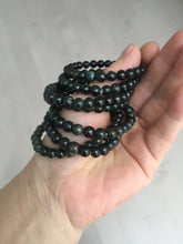 Load image into Gallery viewer, 5.5-6mm 100% natural type A dark green/black jadeite jade beads bracelet group BL132
