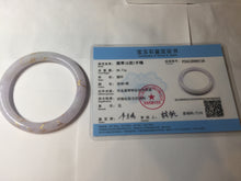Load image into Gallery viewer, 56mm 100% Natural type A light purple white carved and golden-painted round cut Jadeite Jade bangle PA175-9116
