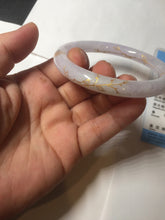Load image into Gallery viewer, 56mm 100% Natural type A light purple white carved and golden-painted round cut Jadeite Jade bangle PA175-9116
