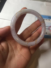 Load image into Gallery viewer, 56mm 100% Natural type A light purple white carved and golden-painted round cut Jadeite Jade bangle PA175-9116
