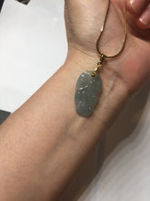 Load image into Gallery viewer, 100% natural type A icy watery light green blue gray Guatemala jadeite leaf pendant PD6
