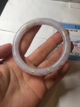 Load image into Gallery viewer, 56mm 100% Natural type A light purple white carved and golden-painted round cut Jadeite Jade bangle PA175-9116
