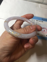 Load image into Gallery viewer, 56mm 100% Natural type A light purple white carved and golden-painted round cut Jadeite Jade bangle PA175-9116
