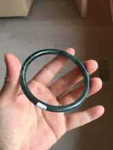 Load image into Gallery viewer, 61mm Certified Type A 100% Natural dark green/blue/gray Guatemala slim round cut Jadeite bangle PD176-2495
