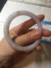 Load image into Gallery viewer, 56mm 100% Natural type A light purple white carved and golden-painted round cut Jadeite Jade bangle PA175-9116
