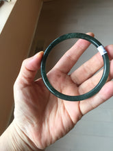 Load image into Gallery viewer, 61mm Certified Type A 100% Natural dark green/blue/gray Guatemala slim round cut Jadeite bangle PD176-2495
