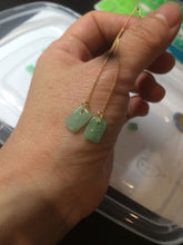 Load image into Gallery viewer, 100% Natural sunny green rectangle jadeite Jade dangling earring AY77
