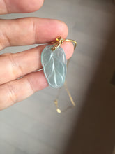 Load image into Gallery viewer, 100% natural type A icy watery light green blue gray Guatemala jadeite leaf pendant PD6

