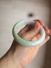 Load image into Gallery viewer, 55mm certified type A 100% Natural light green/white jadeite jade bangle AE66-6537
