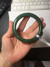 Load image into Gallery viewer, 57.5mm certified 100% Natural dark green black (碧玉) nephrite Jade bangle HN12-1581
