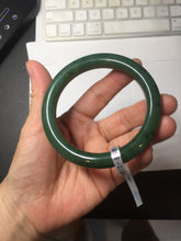 Load image into Gallery viewer, 57.5mm certified 100% Natural dark green black (碧玉) nephrite Jade bangle HN12-1581
