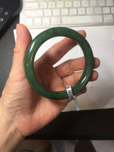 Load image into Gallery viewer, 57.5mm certified 100% Natural dark green black (碧玉) nephrite Jade bangle HN12-1581

