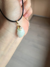 Load image into Gallery viewer, Type A 100% Natural icy watery sunny green/purple/white Jadeite Jade Peach Pendant group BL48
