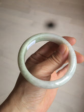 Load image into Gallery viewer, 55mm certified type A 100% Natural light green/white jadeite jade bangle AE66-6537
