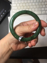 Load image into Gallery viewer, 57.5mm certified 100% Natural dark green black (碧玉) nephrite Jade bangle HN12-1581
