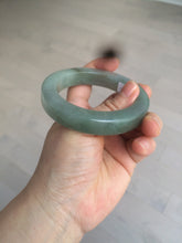 Load image into Gallery viewer, 53.4mm certified type A 100% Natural dark green/gray square style Jadeite Jade bangle BH34-5250
