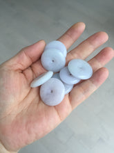 Load image into Gallery viewer, 22.3-26.6mm Type A 100% Natural light purple white Jadeite Jade Safety Guardian Button donuts Pendant BF136
