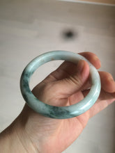 Load image into Gallery viewer, 59mm Certified type A 100%  Natural green/white/brown with green floating flowers slim Jadeite bangle AZ34-4364
