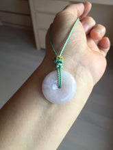 Load image into Gallery viewer, 22.3-26.6mm Type A 100% Natural light purple white Jadeite Jade Safety Guardian Button donuts Pendant BF136
