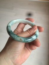 Load image into Gallery viewer, 59mm Certified type A 100%  Natural green/white/brown with green floating flowers slim Jadeite bangle AZ34-4364
