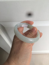 Load image into Gallery viewer, 49mm Certified Type A 100% Natural light green white oval Jadeite Jade bangle AX56-0365
