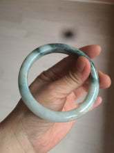 Load image into Gallery viewer, 59mm Certified type A 100%  Natural green/white/brown with green floating flowers slim Jadeite bangle AZ34-4364
