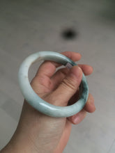 Load image into Gallery viewer, 59mm Certified type A 100%  Natural green/white/brown with green floating flowers slim Jadeite bangle AZ34-4364
