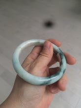 Load image into Gallery viewer, 59mm Certified type A 100%  Natural green/white/brown with green floating flowers slim Jadeite bangle AZ34-4364
