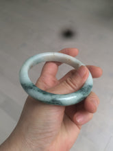 Load image into Gallery viewer, 59mm Certified type A 100%  Natural green/white/brown with green floating flowers slim Jadeite bangle AZ34-4364
