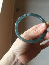 Load image into Gallery viewer, 54.8mm Certified Type A 100% Natural dark green/blue/gray Guatemala slim round cut Jadeite bangle PD182-2480
