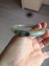 Load image into Gallery viewer, 54mm certified 100% natural type A icy watery light green/black round cut jadeite jade bangle BK9-6621
