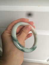 Load image into Gallery viewer, 59mm Certified type A 100%  Natural green/white/brown with green floating flowers slim Jadeite bangle AZ34-4364
