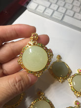 Load image into Gallery viewer, 100% Natural yellow/green Hetian nephrite Jade(和田黄玉) pendant HF84
