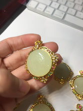 Load image into Gallery viewer, 100% Natural yellow/green Hetian nephrite Jade(和田黄玉) pendant HF84
