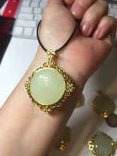 Load image into Gallery viewer, 100% Natural yellow/green Hetian nephrite Jade(和田黄玉) pendant HF84
