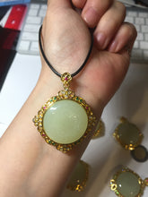 Load image into Gallery viewer, 100% Natural yellow/green Hetian nephrite Jade(和田黄玉) pendant HF84
