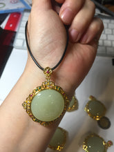 Load image into Gallery viewer, 100% Natural yellow/green Hetian nephrite Jade(和田黄玉) pendant HF84
