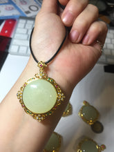 Load image into Gallery viewer, 100% Natural yellow/green Hetian nephrite Jade(和田黄玉) pendant HF84
