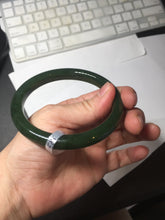 Load image into Gallery viewer, 60.8mm certified 100% Natural dark green/black nephrite Jade(碧玉)  bangle HN15-1586
