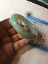 Load image into Gallery viewer, 50.5mm Certified Type A 100% Natural sunny apple green/red Jadeite Jade oval bangle W110-0173
