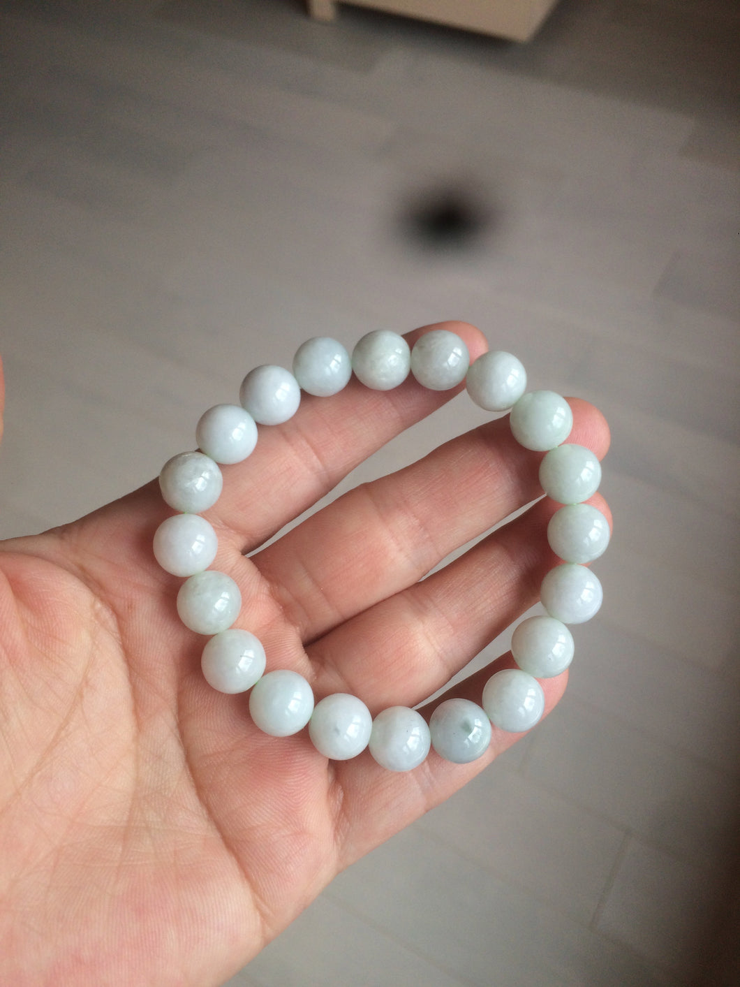 9.8-10mm 100% natural type A green/white jadeite jade beads bracelet group AZ140