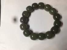 Load image into Gallery viewer, 13.5x13.6mm 100% Natural olive green/brown/black vintage style nephrite Hetian Jade bead bracelet HE83
