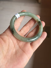 Load image into Gallery viewer, 54.3mm Certified type A 100% Natural green dark green floating seaweed round cut Jadeite bangle PC139-6618
