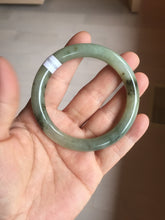 Load image into Gallery viewer, 54.3mm Certified type A 100% Natural green dark green floating seaweed round cut Jadeite bangle PC139-6618
