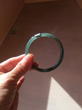 Load image into Gallery viewer, 54.5mm Certified Type A 100% Natural dark green/blue/gray Guatemala slim round cut Jadeite bangle PD180-2494
