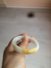 Load image into Gallery viewer, 50mm Certified Type A 100% Natural yellow/white oval shape Jadeite Jade bangle AY16-0762
